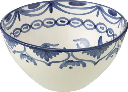 J Line Bowl Granada Hi Cer Wh/Blu M   Blue   Ø 22 CM