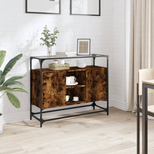 Skjenk med glasstopp røkt eik 98x35x81 cm konstruert tre 8721102638367