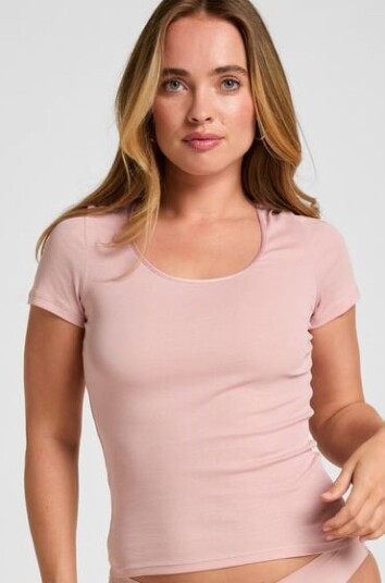 Hunkemöller Basic Topp med Korte Ermer Rosa