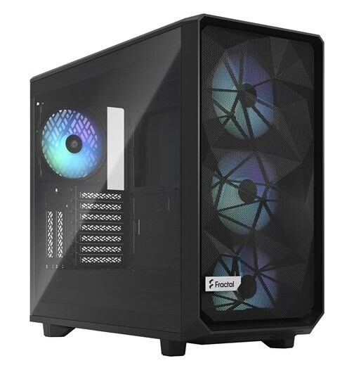 Fractal Design Meshify 2 RGB Midi Tower Kabinett - Sort - Glassvindu Fractal Design Meshify 2 RGB Midi Tower Kabinett - Sort - Glassvindu