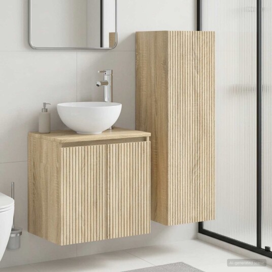 vidaXL Baderomsinnredningssett 2 stk. Sonoma eik 33 x 34,5 x 100 cm