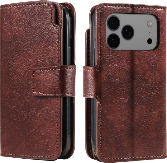 Trolsk Lommebokdeksel Skinnimitasjon for 9 Kort (iPhone 17 Pro) Brun