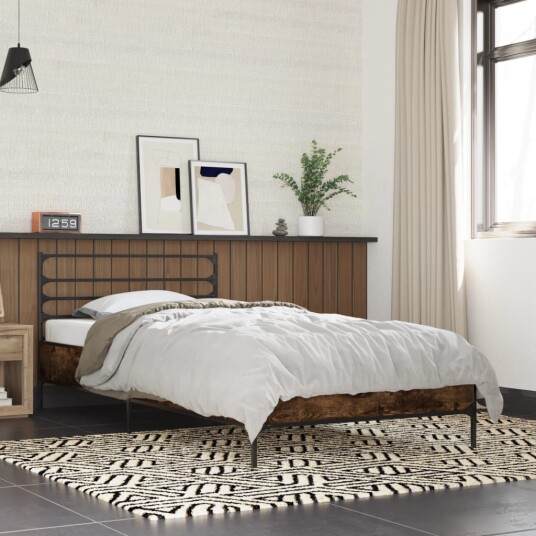 Sengeramme røkt eik 90x190 cm konstruert tre og metall 8721102446078