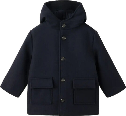 Mango Wool Blend Overcoat   NAVY   4 5