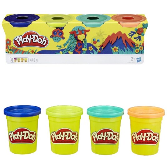 Hasbro Play-Doh 4 Pack of Wild Non-Toxic colours, 4-Ounce Cans