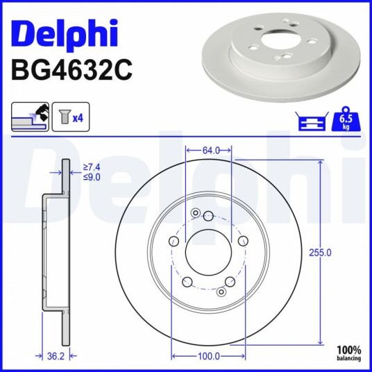DELPHI BG4632C Bremseskive