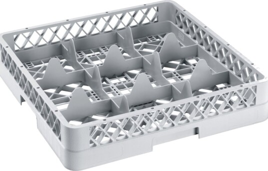 PULSIVA Oppvaskkurv for glass med  9 rom; 50x50x10 cm BxDxH; Grå