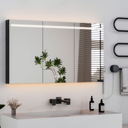 TREND NOVA SPEILSKAP M/LED 120 CM SORT ALU