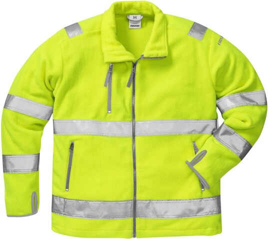 Fristads 4400 FE Varsel Fleecejakke Gul, Klasse 3, 2XS med Refleks og Lommer
