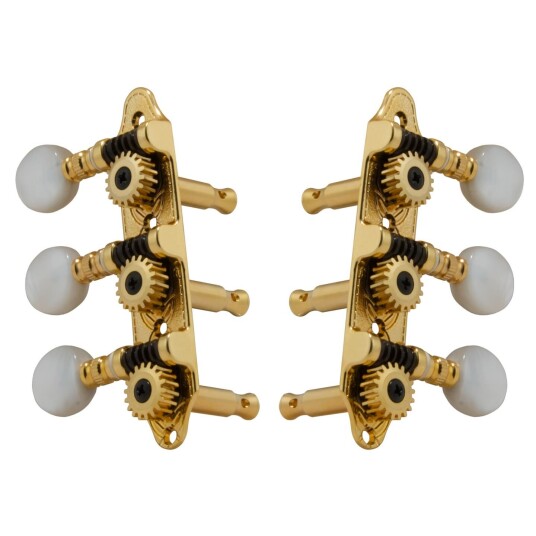 Grover 608g Sta-Tite Mini 3-On-A-Plate Guitar Machine Heads, 3+3 - Gull