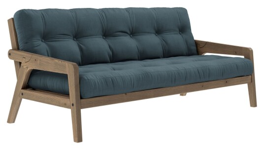 Karup Design Grab Sovesofa, Brunlakkert furu, Petrol Blue 1727941-15-0 1727941-05-0