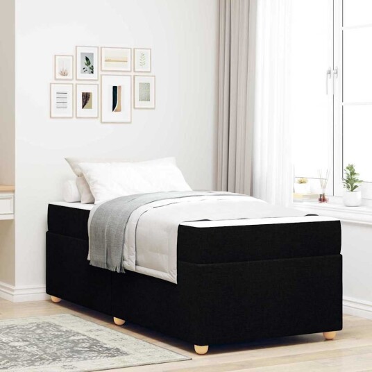 Sengestamme med madrass Svart 90 x 200 cm stoff Sengestamme med madrass Svart 90 x 200 cm stoff