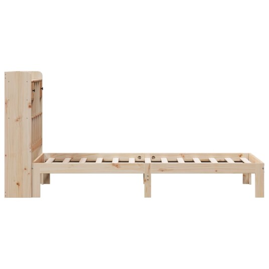 Seng med bokhylle uten madrass 90x190 cm heltre furu 8721158613745
