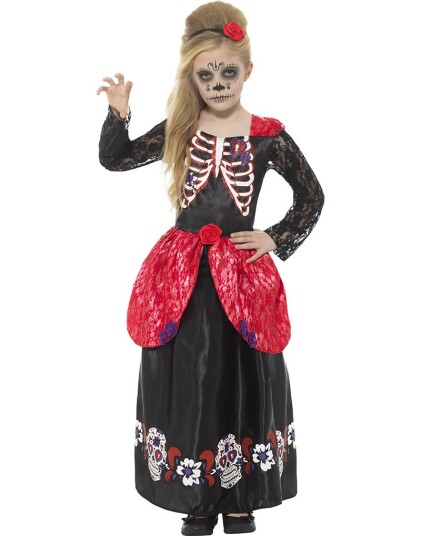 Day of the Dead Barnekostyme til Jente Strl 10 12 ÅR