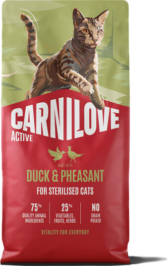 Carnilove Tørrfôr til Katter 2 kg med And og Fasan for Steriliserte Katter