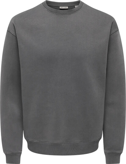 ONLY & SONS Onslarry Eflow Rlx Ls Washed Crew Sweat Grey XL