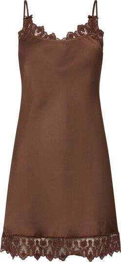 Monki Slip Satin Lace Dress Brown S