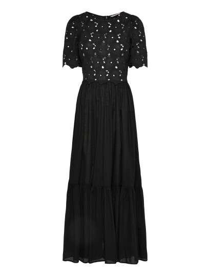 by Ti Mo Broderie Anglaise Maxi Dress   Black   S