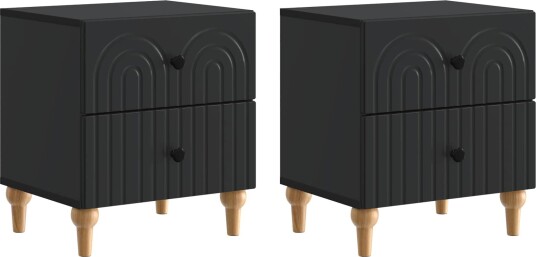  Nattbordskap 2 pcs Svart 43 x 34,5 x 48 cm Konstruert tre