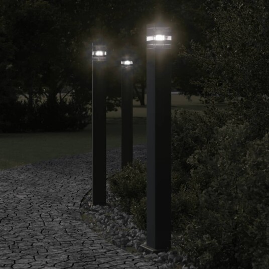 Utendørs gulvlamper 3 stk svart 110 cm aluminium