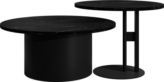 Lorvyn Sett med bord rundt 58/75 cm - Svart marmor