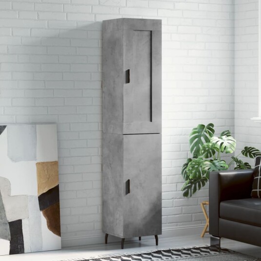 vidaXL Highboard betonggrå 34,5x34x180 cm konstruert tre 8720845495718