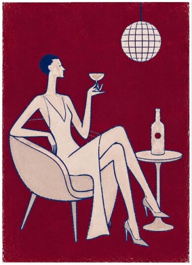 Plakat Elegant Dame med Vin