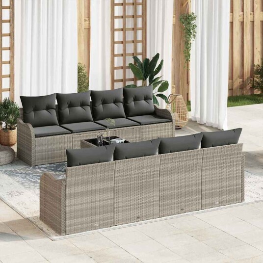 vidaXL Hagesofa Set Lysegrå 55 x 55 x 37 cm polyrotting