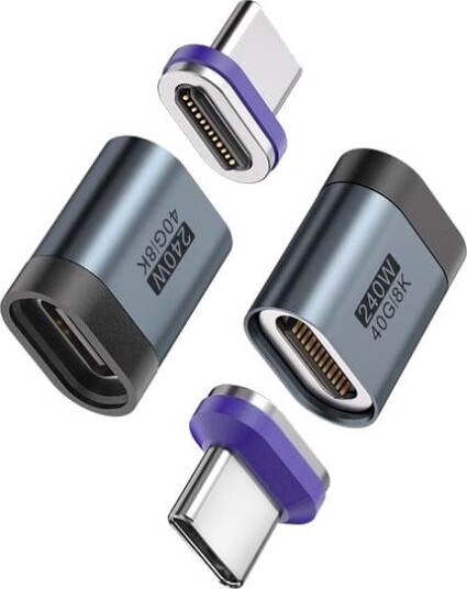 24-pin 8K/40 Gbps 240 W Type-C magnetisk adapter med Type-C magnetisk hode