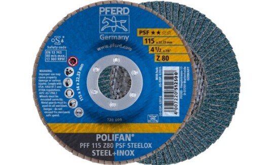 Pferd Lamellskive PFF 115 Z 80 PSF Steelox 115mm 13300 rpm 10 stk Pferd Lamellskive PFF 115 Z 80 PSF Steelox 115mm 13300 rpm 10 stk
