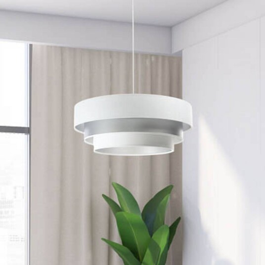 Maco Design Triniti hengelampe hvit/sølv Ø 60 cm tekstil