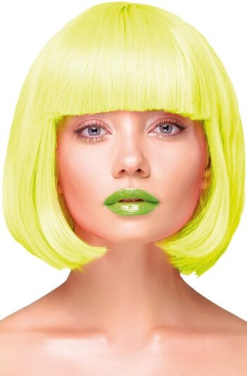 Party Wig Short Straight Hair Neon Yellow Party Wig Short Straight Hair Neon Yellow