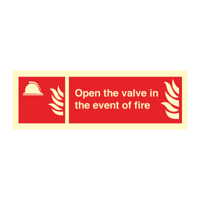 Jo Safety Open the valve in event of fire IMO sign 105042 Jo Safety Open the valve in event of fire IMO sign 105042