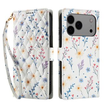 iPhone 17 Pro Rombisk blomsterlommebok etui   fargerike blomster
