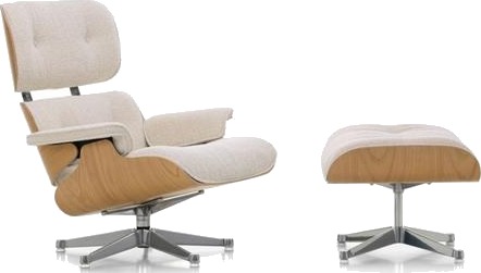 Vitra Eames Lenestol med Ottoman Kastanje/01 Elfenben/Perle/ Aluminium Vitra Eames Lenestol med Ottoman Kastanje/01 Elfenben/Perle/ Aluminium