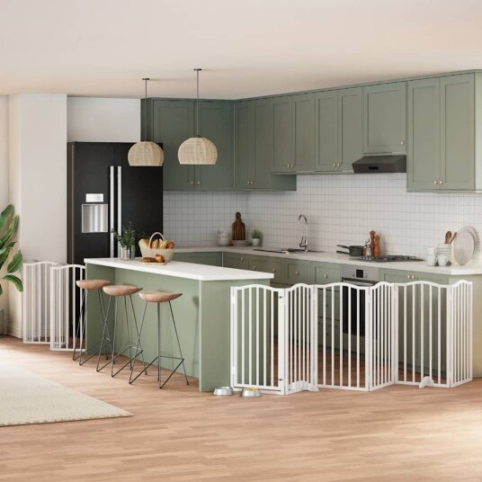 Vidaxl Hundeport Sammenleggbar 12 Paneler Hvit 600 cm Poppeltre