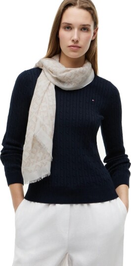 Tommy Hilfiger Th Monogram Scarf Cream ONE SIZE Tommy Hilfiger Th Monogram Scarf Cream ONE SIZE
