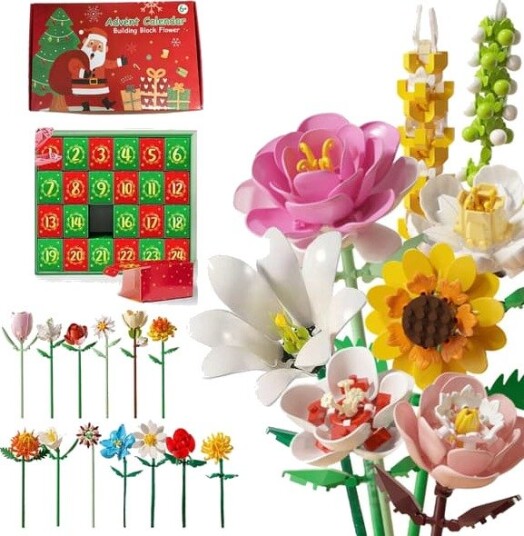 24 Dager Julekalender Blomsterbukett Byggeklosser Adventskalender Hjemmedekorasjoner Ornamenter Julegaver