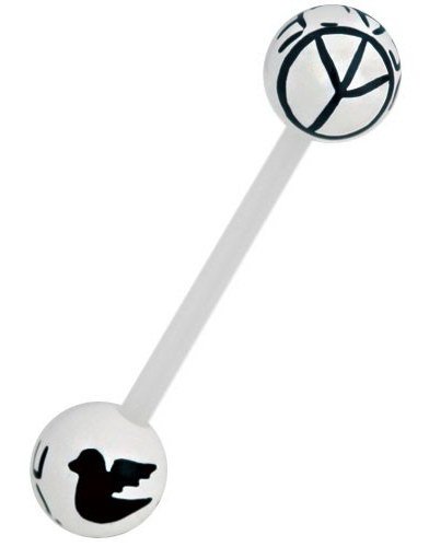 Peace White/Black Tungepiercing