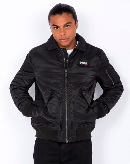 Schott Recycled Nylon CWU Bomber Jacket Svart Schott Recycled Nylon CWU Bomber Jacket Svart