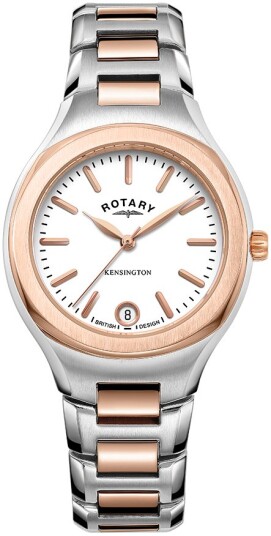 Rotary Dameklokke LB05106/02 Kensington Hvit/Rose gulltonet stål