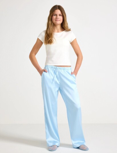 Lindex Trousers In Satin Blue 170 Lindex Trousers In Satin Blue 170