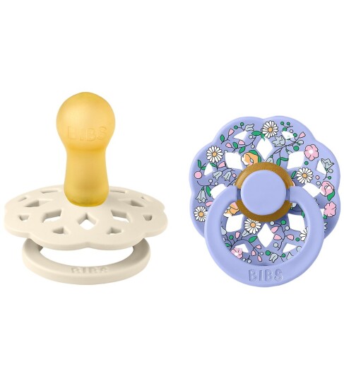 BIBS x Liberty Böhmen Smokker Str. 2 Rund 2 pack Chloe BIBS 6 18 md Smokk Hvit Lilla 62 86