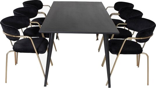 Venture Home Spisegruppe Dipp med 6 spisestoler Arrow Svart Venture Home Spisegruppe Dipp med 6 spisestoler Arrow Svart