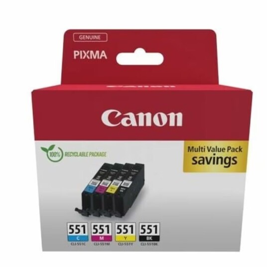 Canon Cli-551 C/M/Y/Bk Multipack - 4-Pack - 7 Ml - Svart, Cyan, Magenta, Gul - Original - Hengeboks - Blekkbeholder - For Pixma Ip7250, Ip8750, Ix6850, Mg5550, Mg5650, Mg6450, Mg6650, Mg7150, Mg7550, Mx725, Mx925