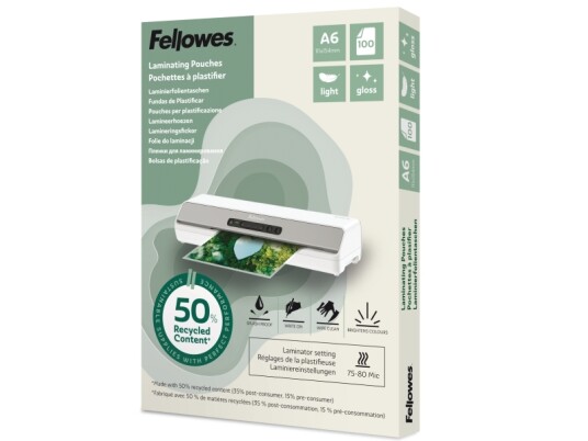 Fellowes Lamineringslomme 50 % Resirkulert A6 100 Stk