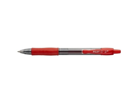 Gelpen, Pilot G2 Plus, Gel Ink Rollerball Pen, Rød, Fin Spids, Pakke A 12 Stk