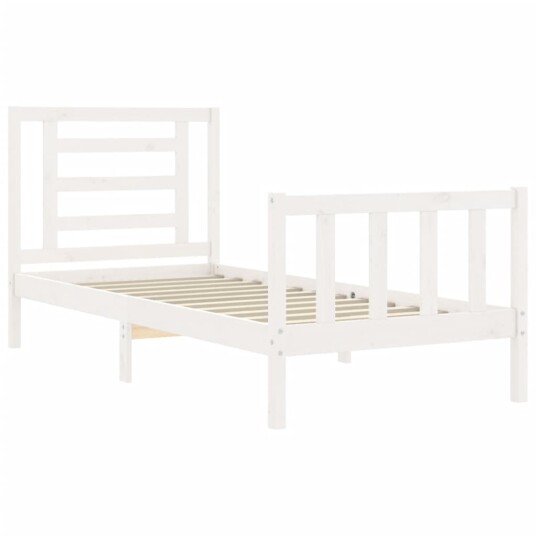 vidaXL Sengeramme med hodegavl hvit 90x200 cm heltre