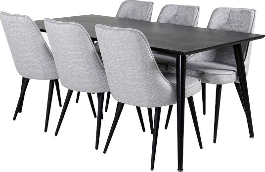 Venture Home   Spisegruppe Doris med 6 stk Valleta spisestoler   Svart