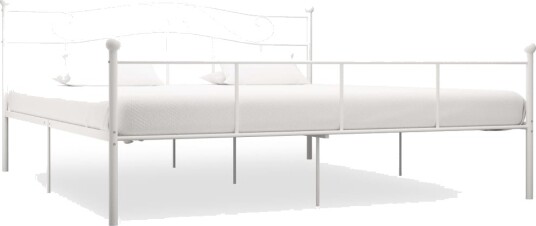 Sengeramme hvit metall 200x200 cm